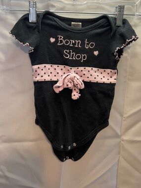 Baby Essentials Black One-Piece with Pink Polka Dot Sash